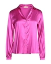 PUROTATTO PUROTATTO WOMAN SHIRT MAGENTA SIZE 8 SILK, ELASTANE