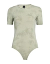 Pinko Woman Bodysuit Sage Green Size S Cotton, Elastane In Sage Green