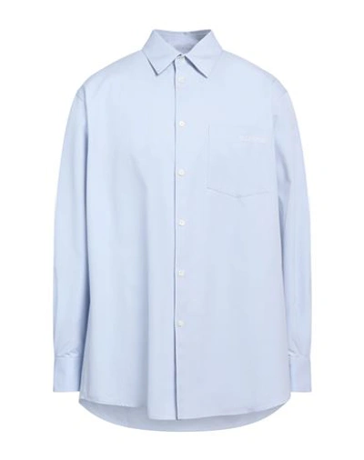 Valentino Garavani Man Shirt Sky Blue Size 16 Cotton, Polyester