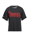Dsquared2 Man T-shirt Charcoal Size L Cotton, Viscose In Grey