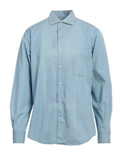 Loro Piana Man Denim Shirt Blue Size Xxl Cotton