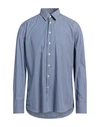 Etro Man Shirt Navy Blue Size 16 Cotton