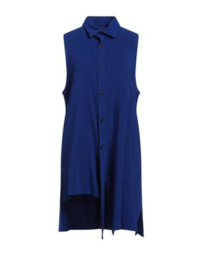 Y's Yohji Yamamoto Woman Shirt Bright Blue Size 2 Rayon, Cupro