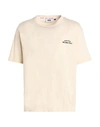 Gcds Embroidered-logo Cotton T-shirt In Beige