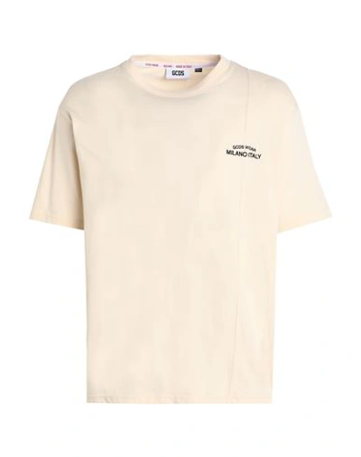 GCDS GCDS MAN T-SHIRT BEIGE SIZE L COTTON