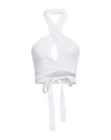 Msgm Woman Top White Size L Viscose, Polyester