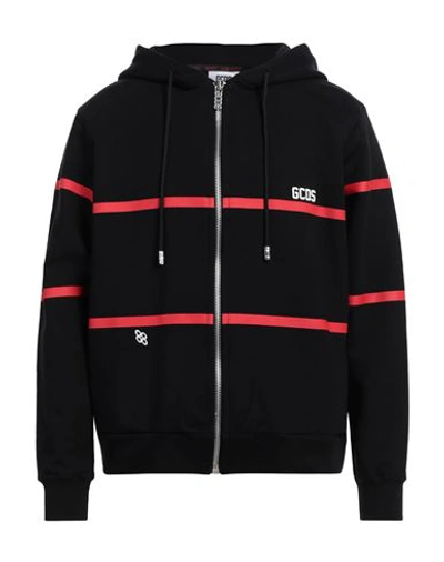 Gcds Man Sweatshirt Black Size Xl Cotton