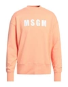 Msgm Man Sweatshirt Apricot Size Xs Cotton In Orange