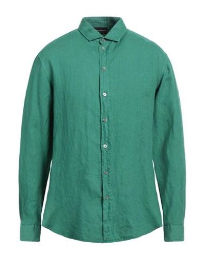 Emporio Armani Man Shirt Green Size L Linen