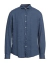 Emporio Armani Man Shirt Navy Blue Size L Linen