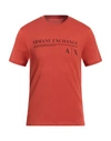Armani Exchange Man T-shirt Rust Size S Cotton In Red