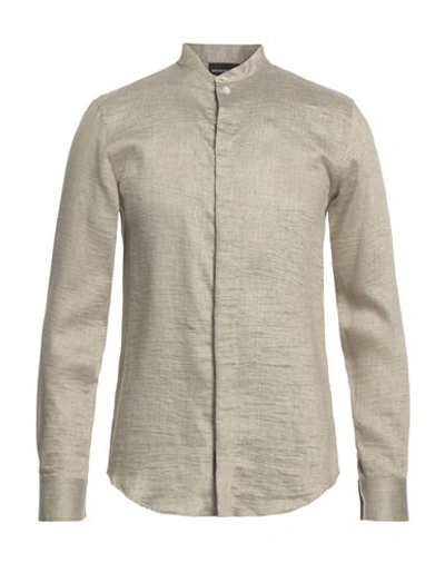 Emporio Armani Man Shirt Beige Size L Linen, Polyamide