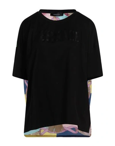 Versace Woman T-shirt Black Size 4 Cotton, Polyester