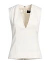 ANN DEMEULEMEESTER ANN DEMEULEMEESTER WOMAN TOP WHITE SIZE 10 VIRGIN WOOL, POLYAMIDE