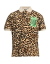Just Cavalli Man Polo Shirt Camel Size Xxl Cotton, Viscose, Polyamide, Elastane In Beige