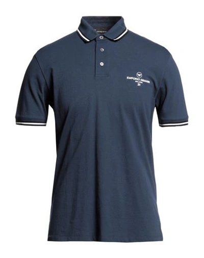 Emporio Armani Man Polo Shirt Navy Blue Size L Cotton