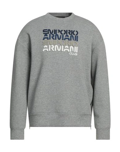 Emporio Armani Man Sweatshirt Grey Size L Cotton, Polyester, Elastane
