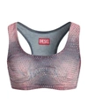 Diesel De-toppy-fsd Denim Cropped Top With Rhinestones In Blue