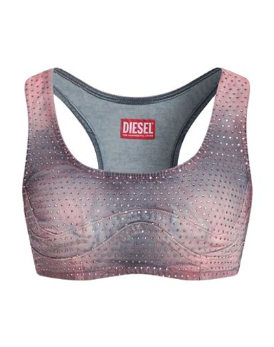 Diesel Woman Top Blue Size M Cotton, Polyester, Elastane