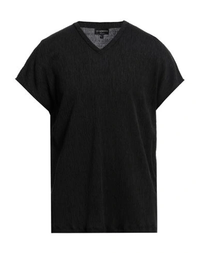 Emporio Armani Man T-shirt Black Size L Viscose, Polyester, Elastane