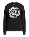 Just Cavalli Woman Sweatshirt Black Size Xl Cotton, Elastane In Black