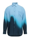 Ermanno Scervino Man Shirt Sky Blue Size 36 Silk In Blue