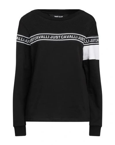 Just Cavalli Woman Sweatshirt Black Size Xl Cotton, Polyester, Elastane