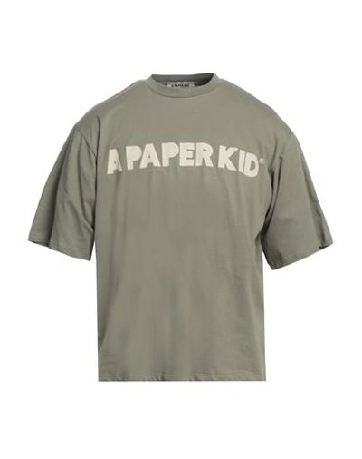 A Paper Kid Man T-shirt Sage Green Size Xl Cotton In Sage Green