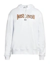 Just Cavalli Man Sweatshirt White Size 3xl Cotton, Elastane In White