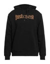Just Cavalli Man Sweatshirt Black Size 3xl Cotton, Elastane