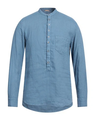 Imperial Man Shirt Slate Blue Size Xl Linen