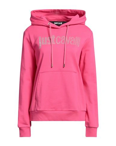 Just Cavalli Woman Sweatshirt Fuchsia Size M Cotton, Elastane In Pink