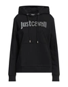 Just Cavalli Woman Sweatshirt Black Size L Cotton, Elastane In Black