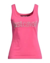 Just Cavalli Woman Top Fuchsia Size L Cotton, Elastane In Pink
