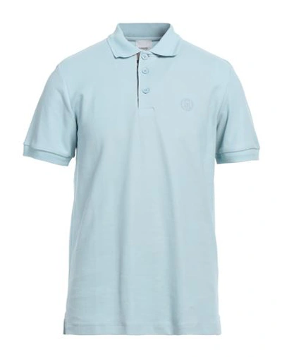 Burberry Man Polo Shirt Sky Blue Size M Cotton