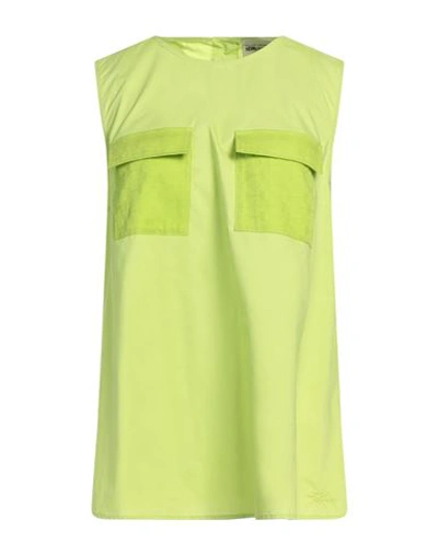 Semicouture Woman Top Acid Green Size 10 Cotton
