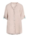 Cashmere Company Woman Shirt Beige Size 12 Linen