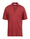Gran Sasso Man Polo Shirt Brick Red Size 48 Linen