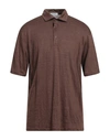 Gran Sasso Man Polo Shirt Dark Brown Size 50 Linen