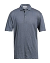Gran Sasso Man Polo Shirt Slate Blue Size 48 Linen