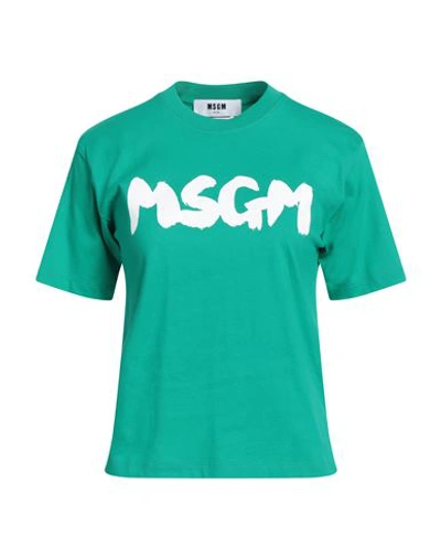 Msgm Woman T-shirt Green Size L Cotton