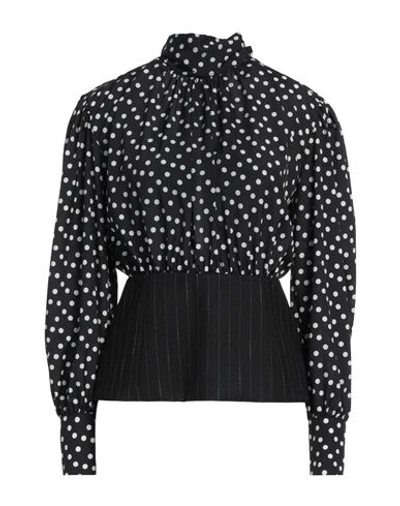 Msgm Woman Top Black Size 6 Polyester, Wool