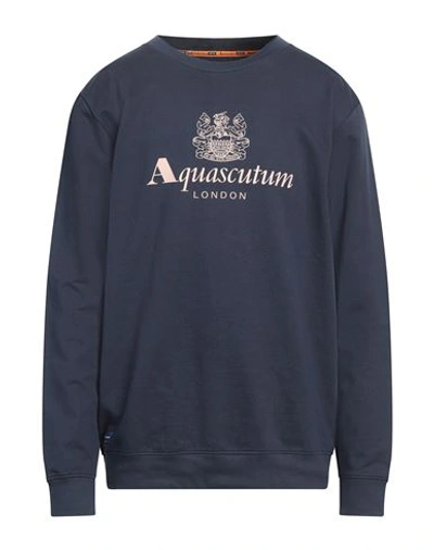 Aquascutum Man Sweatshirt Midnight Blue Size 3xl Cotton