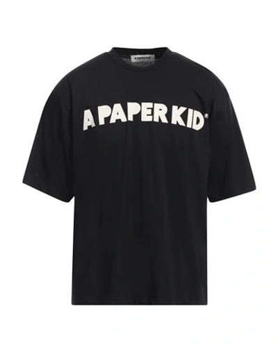 A PAPER KID A PAPER KID MAN T-SHIRT BLACK SIZE L COTTON