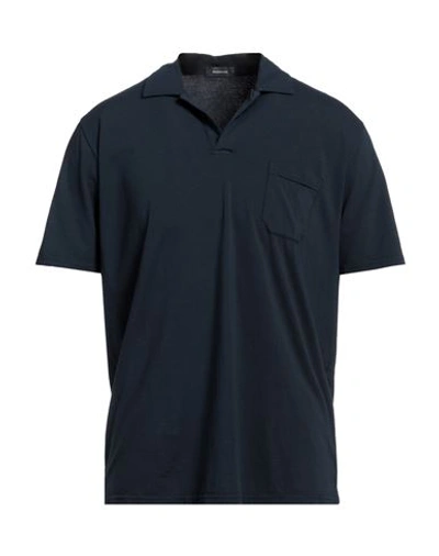 Rossopuro Man Polo Shirt Midnight Blue Size 5 Cotton, Elastic Fibres