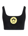 Barrow Smiley-face Jersey Fleece Cropped Top In Black