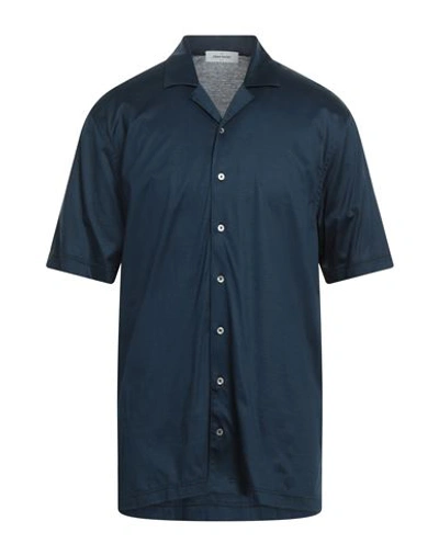 Gran Sasso Man Shirt Midnight Blue Size 48 Cotton