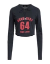 Dsquared2 Cotton Cropped Fit T-shirt With Lace-up Detail In Blue