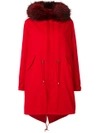 FURS66 FURS66 PARKA CANVAS COAT - RED,RB162COLR12257625