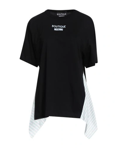 Boutique Moschino Woman T-shirt Black Size 4 Cotton, Silk